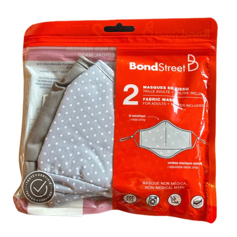 Bond Street Cotton Masks Washable Lot of 20 3-Ply Adjustable Filters